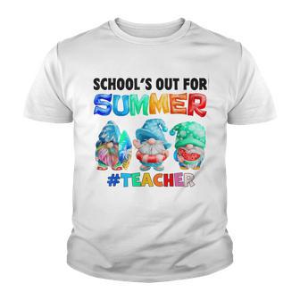 Schools Out For Summer Teacher Gnome Vacation Youth T-shirt - Thegiftio UK