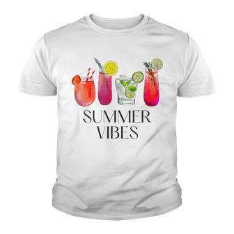 Summer Vibes Tropical Cocktail Drink Design For Beach Fun Youth T-shirt - Thegiftio UK