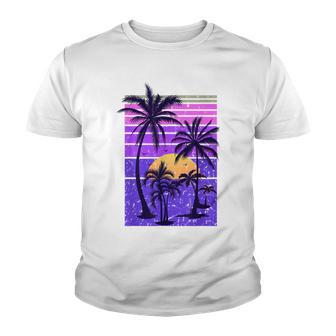 Summer Vintage Paradise Vacation Sunset Palm Retro Tropical Youth T-shirt - Thegiftio UK