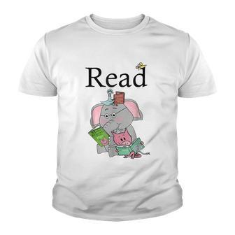 Teacher Library Read Book Club Piggie Elephant Pigeons Funny Tshirt Youth T-shirt - Monsterry