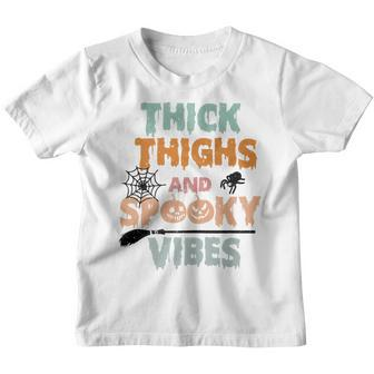 Thick Thighs And Spooky Vibes Happy Halloween Spooky Season Youth T-shirt - Thegiftio UK