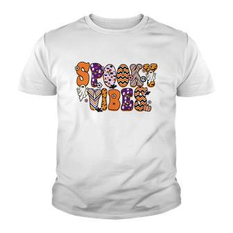 Thick Thights And Spooky Vibes Boo Colorful Halloween Youth T-shirt - Seseable