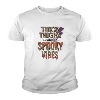 Thick Thights And Spooky Vibes Halloween V2 Youth T-shirt - Seseable