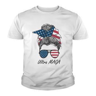 Ultra Maga Messy Bun Parody Trump 2024 Anti Biden Tshirt Youth T-shirt - Monsterry