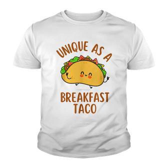 Unique As A Breakfast Taco Happy Smiling Kawaii Taco Youth T-shirt - Thegiftio UK