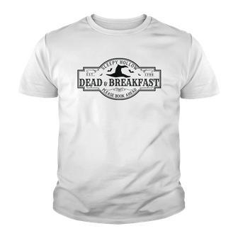Vintage Halloween Sign Sleepy Hollow Dead _ Breakfast Youth T-shirt - Seseable
