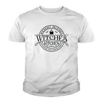 Vintage Halloween Sign Wickedly Delicous Witches Kitchen Youth T-shirt - Seseable