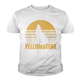 Vintage Yellowstone National Park Wolf Retro Graphic Youth T-shirt - Thegiftio UK