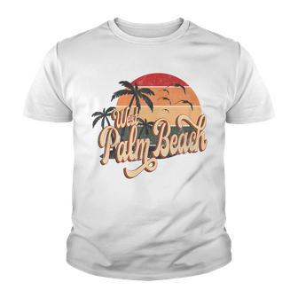 West Palm Beach Florida Us Beach Summer Sun Vintage Retro 70 Youth T-shirt - Thegiftio UK