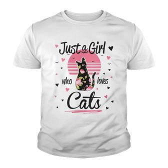 Womens Cat Design Just A Girl Who Loves Cats Youth T-shirt - Thegiftio UK