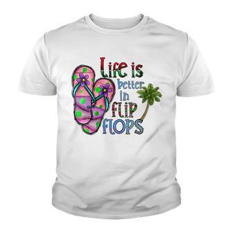 Womens Life Is Better In Flip Flops Beach Lover Summer Vacation Youth T-shirt - Thegiftio UK