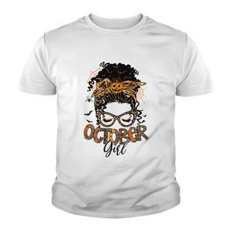 October Girl Gift Halloween Gift For October Birthday Black Girl Graphic Design Printed Casual Daily Basic Youth T-shirt - Thegiftio UK