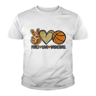 Peace Love Basketball Heart Ball Sports Team Game Player Youth T-shirt - Monsterry