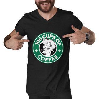 100 Cups Of Coffee Tshirt Men V-Neck Tshirt - Monsterry