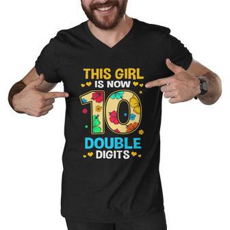 10Th Birthday This Girl Is Now 10 Double Digits Gift Men V-Neck Tshirt - Monsterry DE