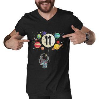 11 Years Old Birthday Boy Gift Astronaut 11Th Birthday Gift Men V-Neck Tshirt - Monsterry