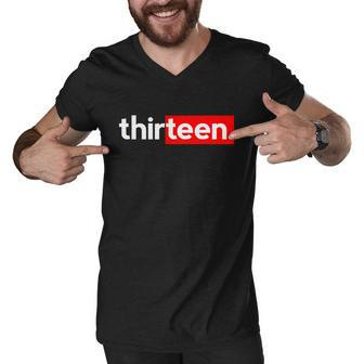 13Th Birthday For Boys Thirteen Him Age 13 Year Party Teen Cute Gift Men V-Neck Tshirt - Monsterry