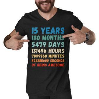 15Th Birthday 15 Years Of Being Awesome Wedding Anniversary Men V-Neck Tshirt - Seseable