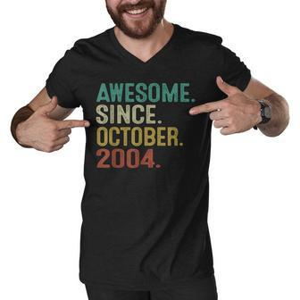 18 Year Old Gifts Awesome Since October 2004 18Th Birthday Men V-Neck Tshirt - Thegiftio UK