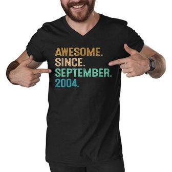 18 Year Old Gifts Awesome Since September 2004 18Th Birthday Men V-Neck Tshirt - Thegiftio UK