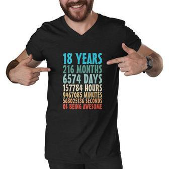 18 Years Of Being Awesome 18 Yr Old 18Th Birthday Countdown Men V-Neck Tshirt - Thegiftio UK