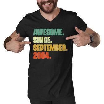 18 Years Old Funny Awesome Since September 2004 18Th Men V-Neck Tshirt - Thegiftio UK