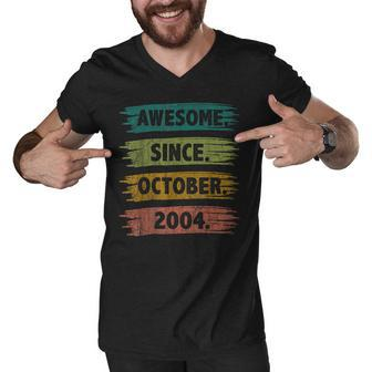 18 Years Old Gifts Awesome Since October 2004 18Th Birthday V2 Men V-Neck Tshirt - Thegiftio UK