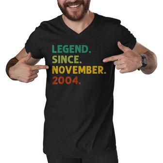 18 Years Old Gifts Legend Since November 2004 18Th Birthday Men V-Neck Tshirt - Thegiftio UK