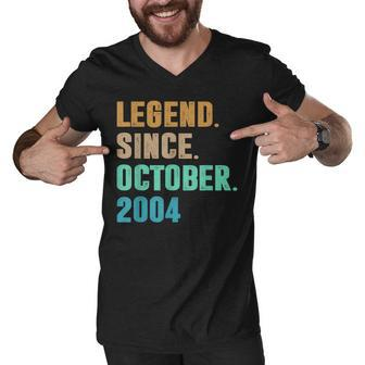 18 Years Old Gifts Legend Since October 2004 18Th Birthday Men V-Neck Tshirt - Thegiftio UK
