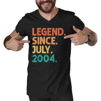 18Th Birthday Legend Since July 2004 18 Years Old Vintage Men V-Neck Tshirt - Seseable