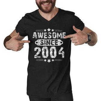 18Th Birthday Vintage Awesome Since 2004 Men V-Neck Tshirt - Seseable