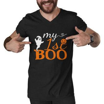 1St Boo Pumpkin Halloween Quote Men V-Neck Tshirt - Monsterry DE