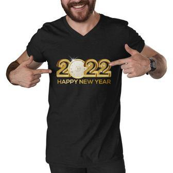 2022 Happy New Year Golden Logo Men V-Neck Tshirt - Monsterry