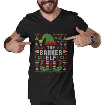 The Banker Elf Ugly Christmas Matching Family Group Great Gift Graphic Design Printed Casual Daily Basic Men V-Neck Tshirt