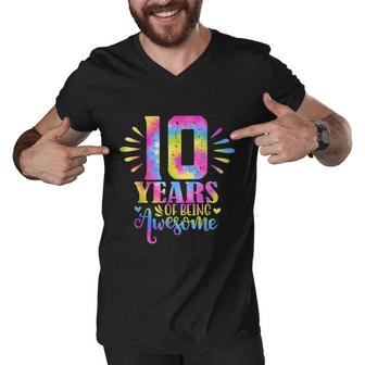 10 Years Of Being Awesome 10Th Birthday Girl Graphic Design Printed Casual Daily Basic Men V-Neck Tshirt