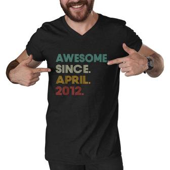 10 Years Old Awesome Since April 2012 10Th Birthday Graphic Design Printed Casual Daily Basic Men V-Neck Tshirt