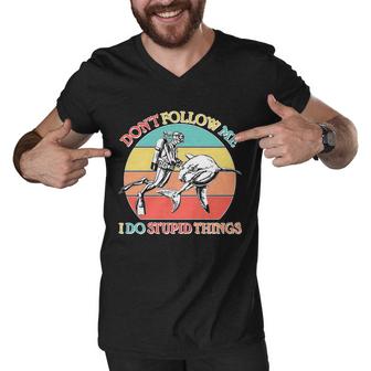 Dont Follow Me I Do Stupid Things Scuba Diver Graphic Design Printed Casual Daily Basic Men V-Neck Tshirt
