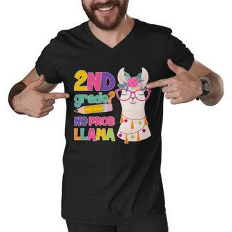 2Nd Grade No Prob Llama Men V-Neck Tshirt - Monsterry