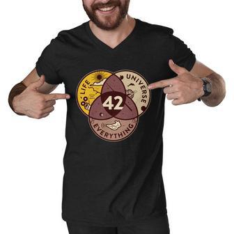 42 Answers To Life Universe Everything Hitchhikers Galaxy Guide Men V-Neck Tshirt - Monsterry DE