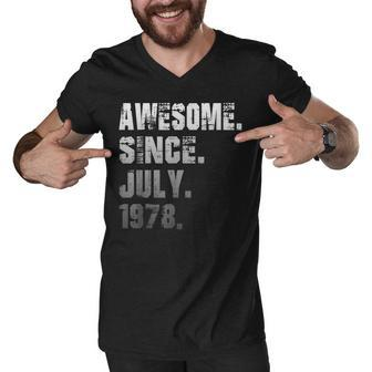 44 Year Old Awesome Since July 1978 Gifts 44Th Birthday Men V-Neck Tshirt - Seseable