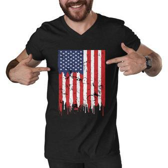 4Th Of July American Flag Vintage Design Patriotic Men V-Neck Tshirt - Monsterry CA