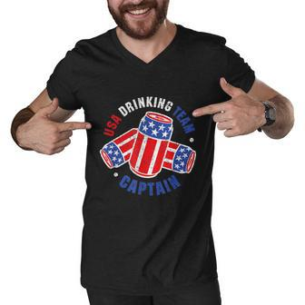 4Th Of July Beer Can Flag Usa Drinking Team Men V-Neck Tshirt - Monsterry DE