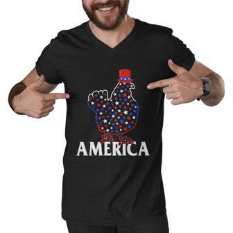 4Th Of July Chicken Love America Proud American Men V-Neck Tshirt - Thegiftio UK