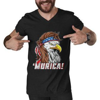 4Th Of July Eagle Mullet Murica American Flag Usa Merica Cute Gift Men V-Neck Tshirt - Monsterry DE