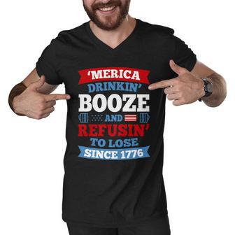 4Th Of July Merica Drinkin Booze 1776 Usa Men V-Neck Tshirt - Monsterry DE