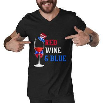 4Th Of July Red White And Blue Wine Glass Firework Drinker Tshirt Men V-Neck Tshirt - Monsterry AU