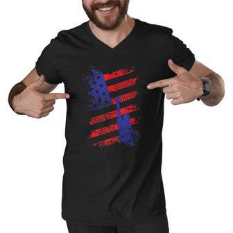 4Th Of July Usa Flag American Patriotic Statue Of Liberty Men V-Neck Tshirt | Mazezy