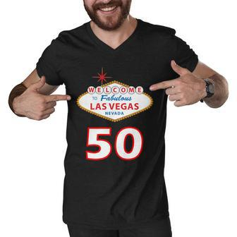 50 Years Old In Vegas - 50Th Birthday Men V-Neck Tshirt - Monsterry UK