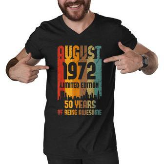 50 Years Old Vintage Awesome Since August 1972 50Th Birthday V2 Men V-Neck Tshirt - Thegiftio UK