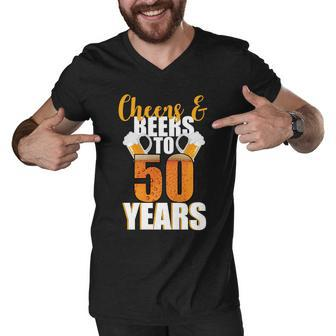 50Th Birthday Cheers & Beers To 50 Years Men V-Neck Tshirt - Monsterry CA